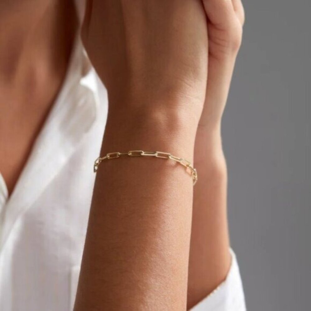Non-tarnish Paperclip Chain Bracelet Gold Stainless Steel Dainty Stackable